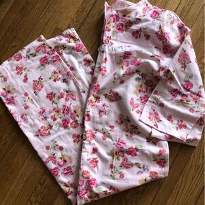 NEW 100% Cotton long flannel nightgown Amanda Paige pink flowers womens small